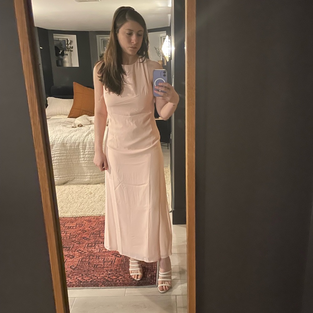 Fame and Partners BRIDESMAID DRESS - Pale Pink, Open Back, Ankle / Midi Length